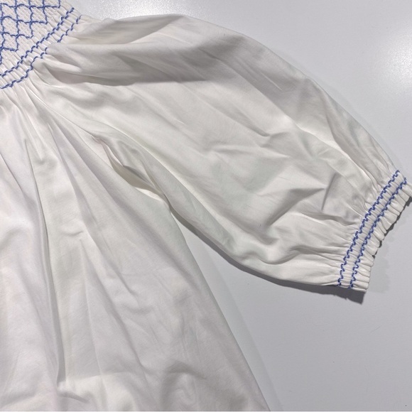 Vineyard Vines Smocked Off The Shoulder Blue Embroidered Neck Cuff Top NWT S - Picture 9 of 16